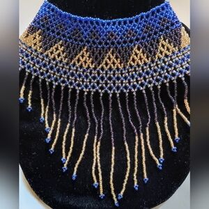Handmade Beaded Statement Necklace Fringe Tribal Boho Belize NWOT